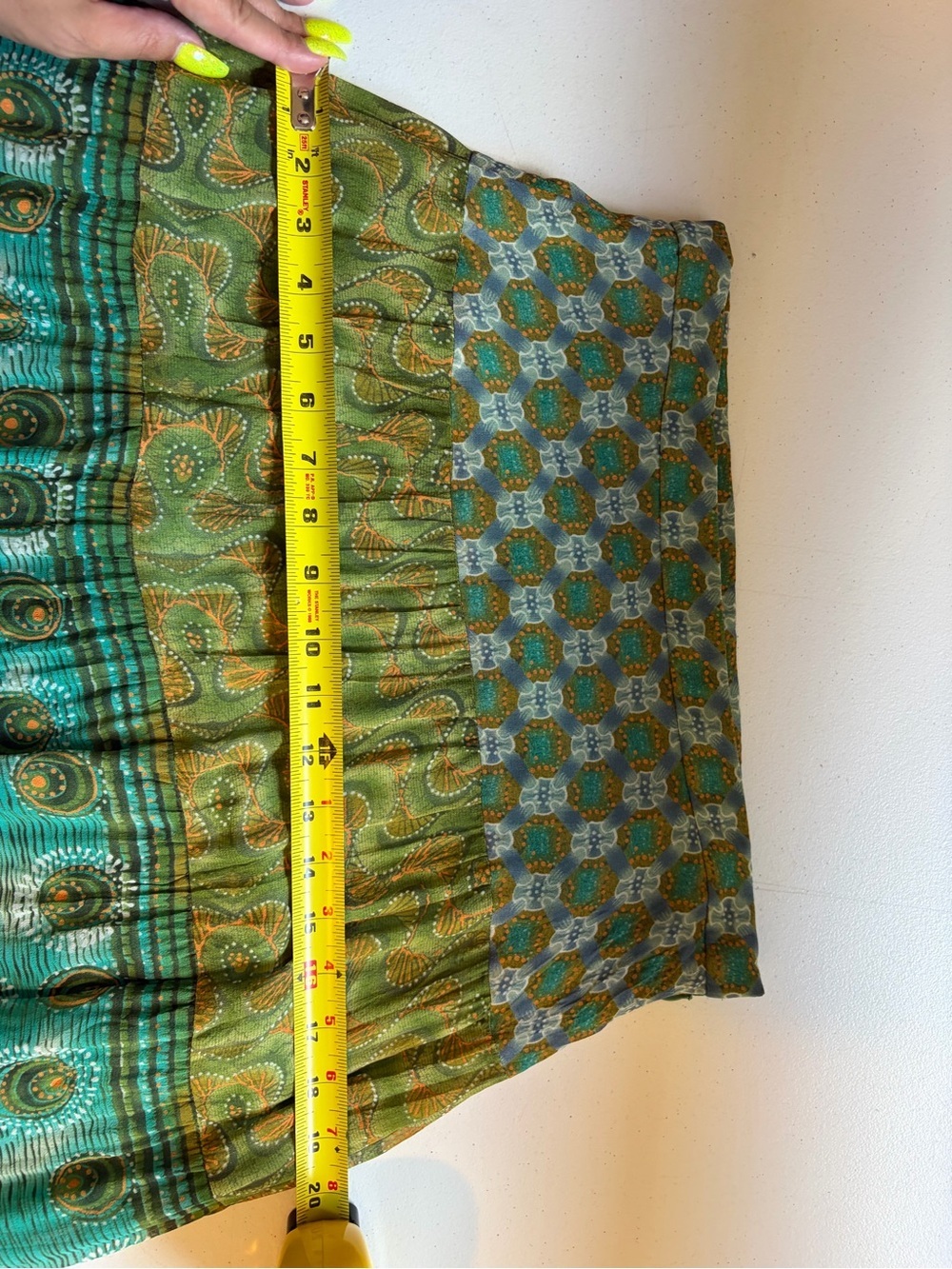 Vintage Boho Sequin Tiered Midi Maxi Skirt Size Medium Green Blue Festival Fairy - Picture 10 of 11